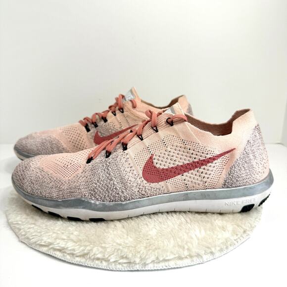 Nike Flyknit Racer Shoes Womens Size 12 Pink‎ Gray Lightweight Running Sneakers - Picture 3 of 11